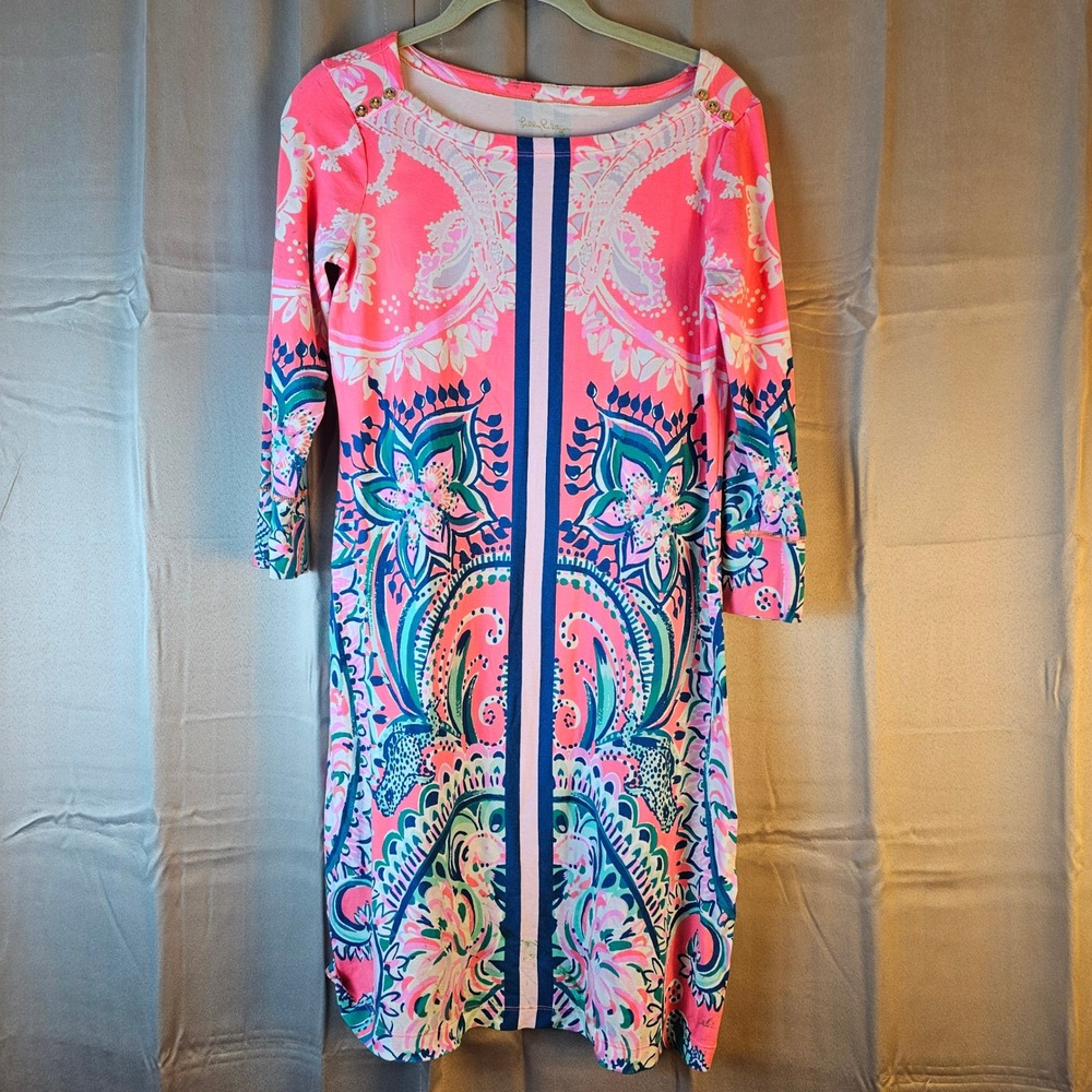 Lilly Pulitzer Womens UPF 50+ Tangerine Dream Engineered Sophie Dress Small